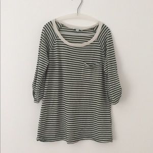 Striped Long Sleeve Top with Sleeve Button Detail